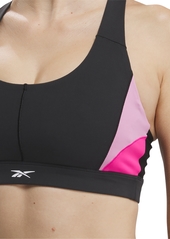 Reebok Women's Active Lux Racerback Colorblocked Sports Bra - Black/kinetic Blue