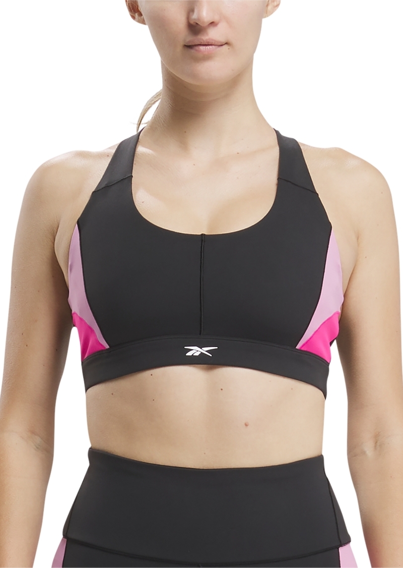 Reebok Women's Active Lux Racerback Colorblocked Sports Bra - Black/laspin