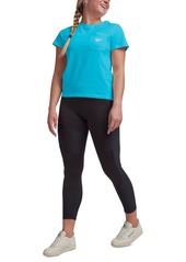 Reebok Women's Active Small-Logo Pocket Cotton T-Shirt - Bold Cyan