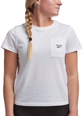 Reebok Women's Active Small-Logo Pocket Cotton T-Shirt - Medium Grey