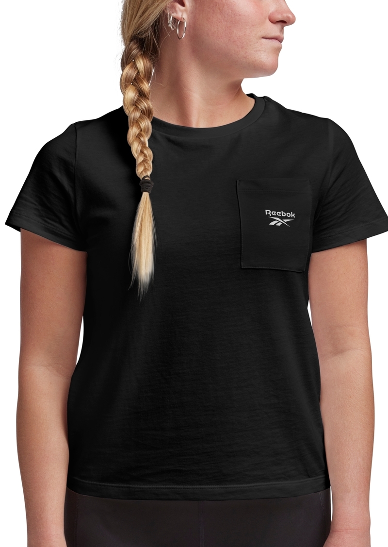 Reebok Women's Active Small-Logo Pocket Cotton T-Shirt - Black