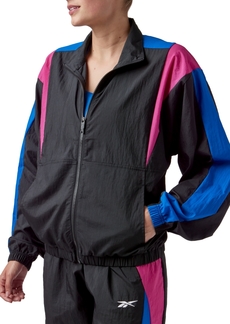 Reebok Women's Back Vector Colorblocked Track Jacket - Black/semi Proud Pink
