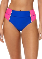 Reebok Women's Colorblock High-Waist Bikini Bottoms - Blue/Pink