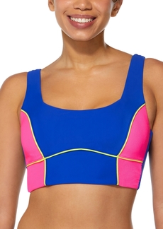 Reebok Women's Colorblock Longline Bikini Top - Blue/Pink