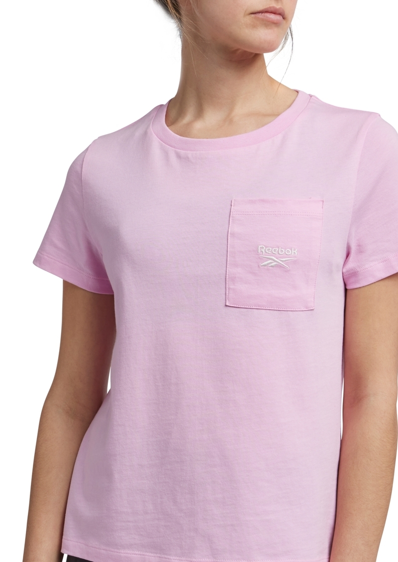 Reebok Women's Cotton Identity Classics Patch-Pocket T-Shirt - Astro Rose