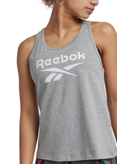 Reebok Women's Identity Cotton Big Logo Tank Top - Medium Grey Heather