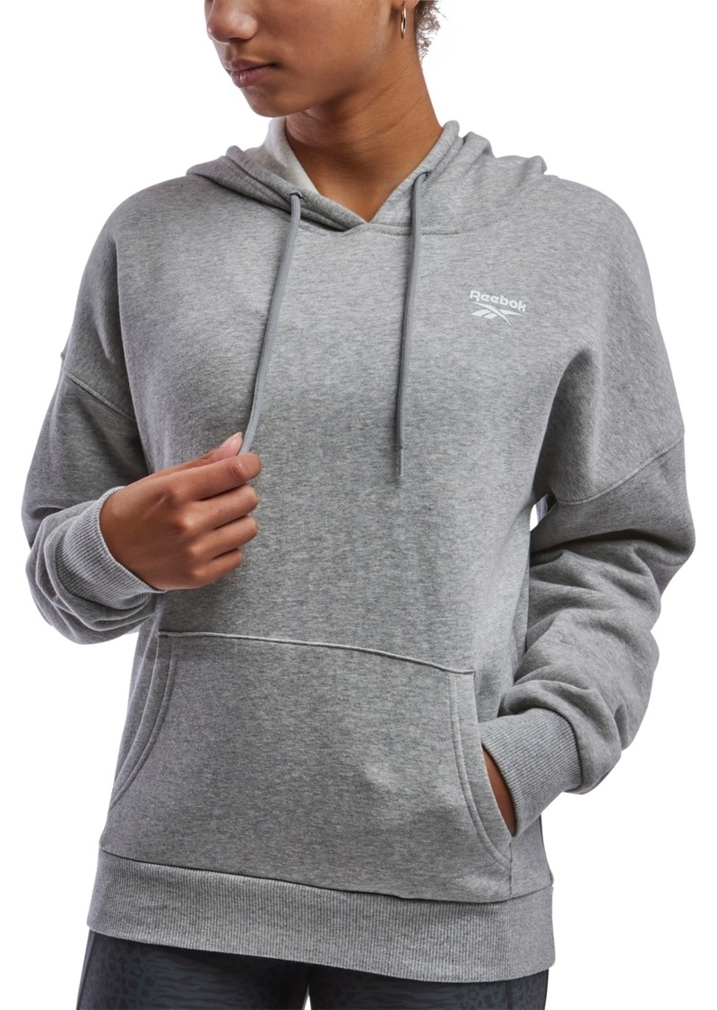 Reebok Women's Left Logo Fleece Hoodie - Medium Grey Heather