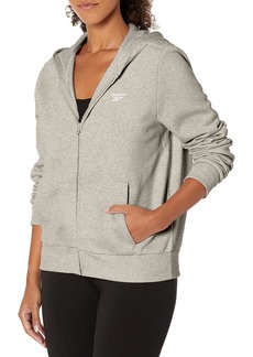 Reebok Women's Identity Small Logo Fleece Full Zip Hoodie Sweatshirt