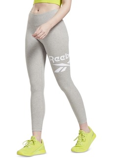 Reebok Women's Logo Leggings - Medium Grey Heather/white