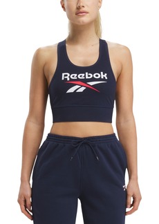 Reebok Women's Low Impact Graphic Logo Cotton Sports Bra - Vector Navy
