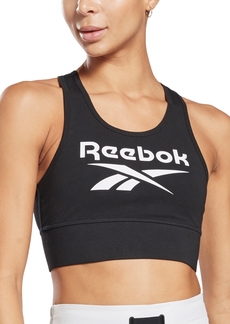 Reebok Women's Low Impact Graphic Logo Cotton Sports Bra - Black