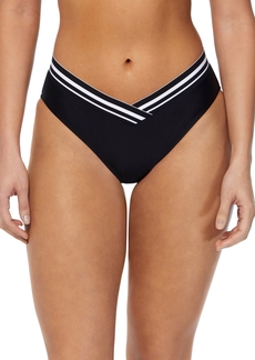 Reebok Women's Striped-Trim V-Waist Bikini Bottoms - Black