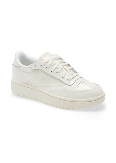 Reebok x Cardi Coated Club C Double Platform Sneaker in Chalk/Chalk/Clear at Nordstrom