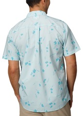 Reef Men's Colton Short Sleeve Button-Front Perforated Printed Shirt - Clearwater