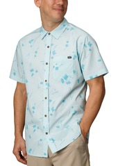 Reef Men's Colton Short Sleeve Button-Front Perforated Printed Shirt - Clearwater