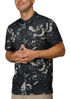 Reef Men's Stillman Short Sleeve Button-Placket Printed Polo Shirt - Phantom