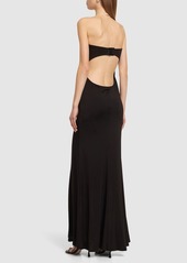 Reformation Athens Stretch Knit Long Strapless Dress