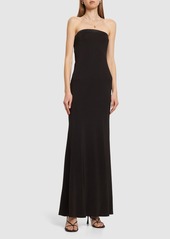 Reformation Athens Stretch Knit Long Strapless Dress