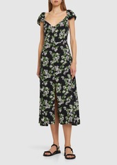 Reformation Baxley Printed Viscose Crepe Midi Dress