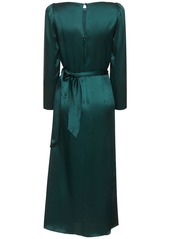 Reformation Cassis Silk Satin Long Sleeve Midi Dress