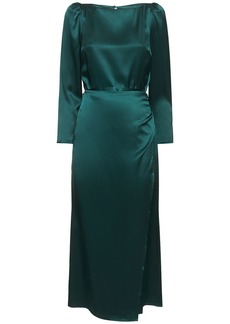 Reformation Cassis Silk Satin Long Sleeve Midi Dress