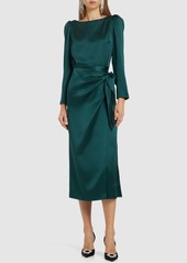 Reformation Cassis Silk Satin Long Sleeve Midi Dress