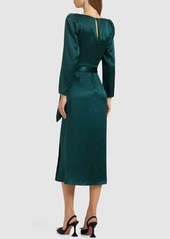 Reformation Cassis Silk Satin Long Sleeve Midi Dress