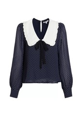 Reformation Edalene Polka Dot Long-Sleeve Blouse