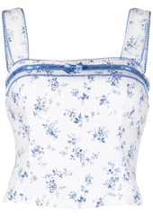 Reformation Eloise floral-print linen cropped top