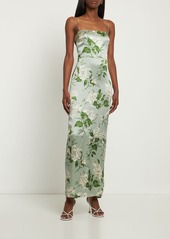 Reformation Frankie Printed Silk Satin Long Dress