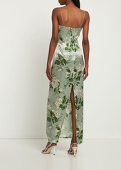 Reformation Frankie Printed Silk Satin Long Dress