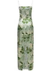 Reformation Frankie Printed Silk Satin Long Dress