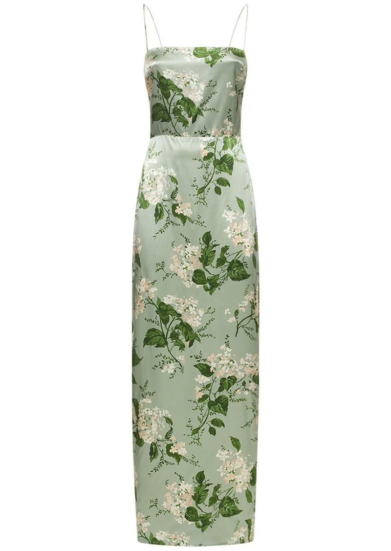 Reformation Frankie Printed Silk Satin Long Dress