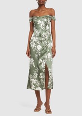 Reformation Genesis Printed Silk Satin Midi Dress