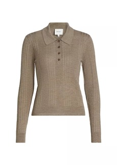 Reformation Hermia Rib-Knit Wool Polo Sweater