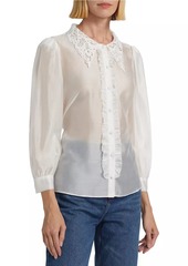 Reformation Indy Ruffled Long-Sleeve Blouse