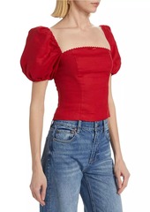 Reformation Marella Linen Balloon-Sleeve Top