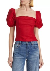 Reformation Marella Linen Balloon-Sleeve Top