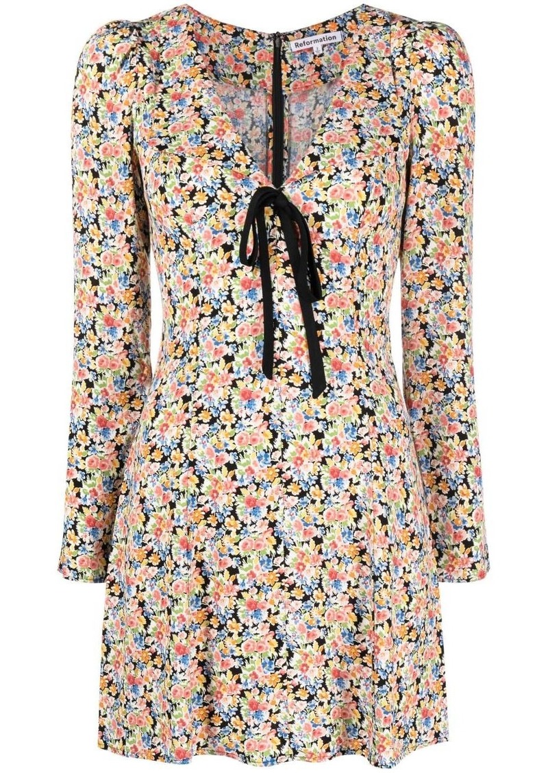 Reformation Floral Mini Wrap Dress