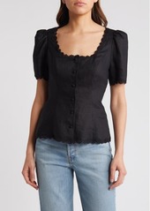 Reformation Anabella Linen Button-Up Top