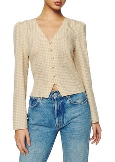 Reformation Callie Check Tie Back Blouse