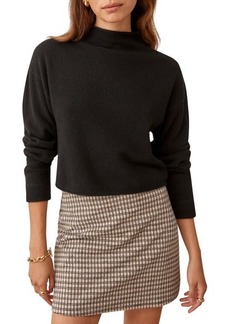 Reformation Cashmere & Wool Crop Roll Neck Sweater in Black at Nordstrom