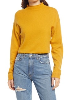 Reformation Cashmere & Wool Crop Roll Neck Sweater in Mustard at Nordstrom