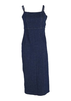 Reformation Delphinia Stretch-Denim Midi Dress In Navy Blue Cotton