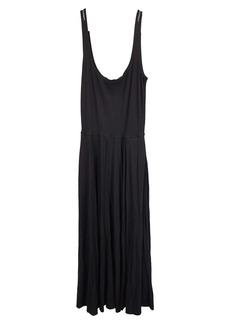 Reformation Jeans Midi Scoop Neck Sleeveless Dress in Black Cotton