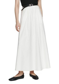 Reformation Lucy Pleated Stretch Organic Cotton Maxi Skirt