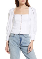 Reformation Micah Balloon Sleeve Linen Blouse in White at Nordstrom