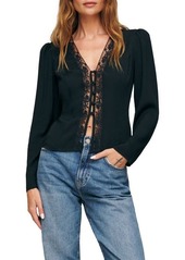 Reformation Nadene Lace Trim Button-Up Top