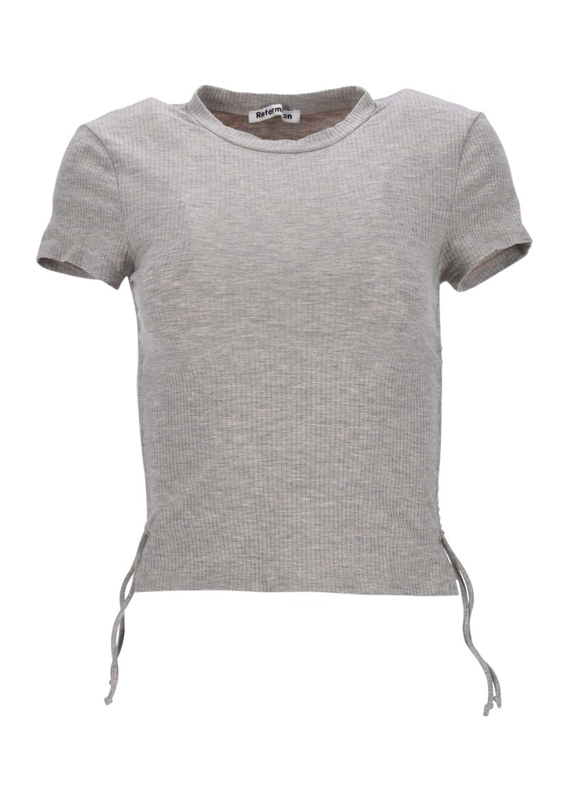 Reformation Ribbed T-Shirt in Grey Tencel