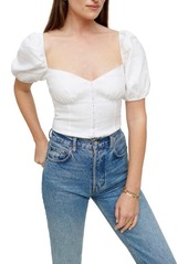 Reformation Rome Puff Sleeve Linen Top in White at Nordstrom